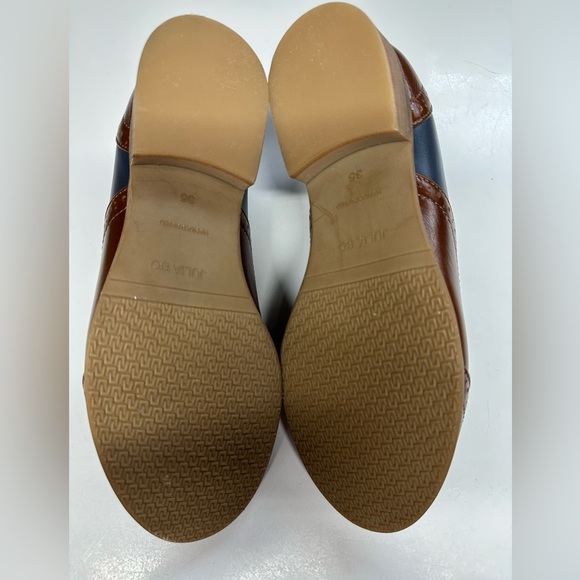 Julia Bo Women’s Brown and Blue Leather Oxford Laceless Shoes Size 36 - Picture 8 of 8